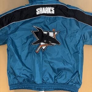 Vintage 1991 San Jose Sharks T NHL Hockeyeam Jacket Jeff Hamilton Design XL NWT